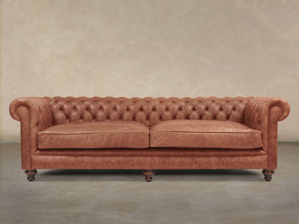 Ollie Extra Large Chesterfield Sofa In Tawny Rustic Leather