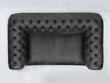 Peggy 2 Seat Chesterfield Sofa In Black Vintage Leather