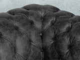 Peggy 2 Seat Chesterfield Sofa In Black Vintage Leather