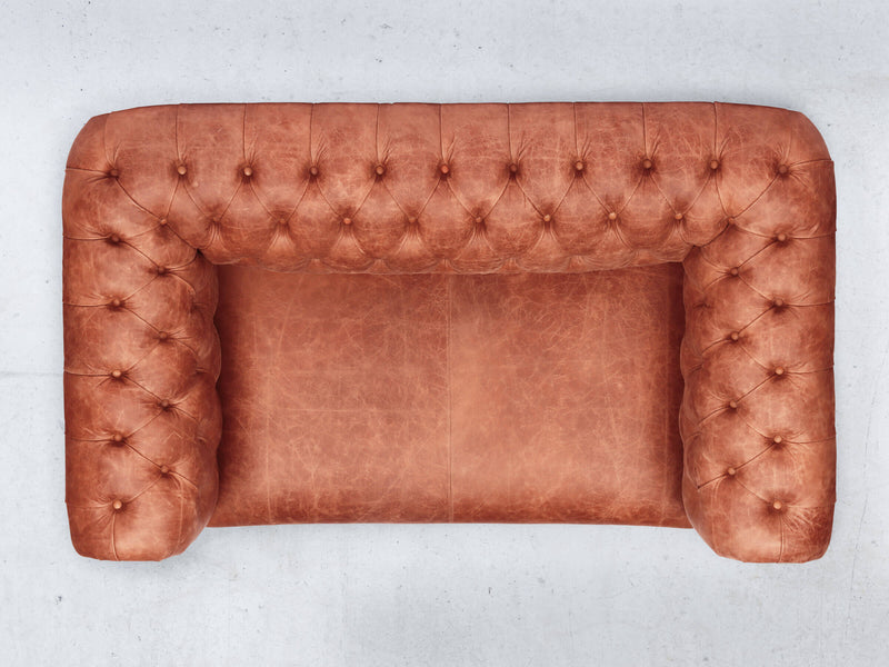 Peggy 2 Seat Chesterfield Sofa In Bronze Vintage Leather