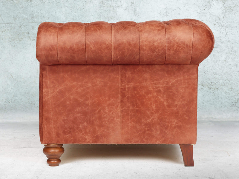 Peggy 2 Seat Chesterfield Sofa In Bronze Vintage Leather