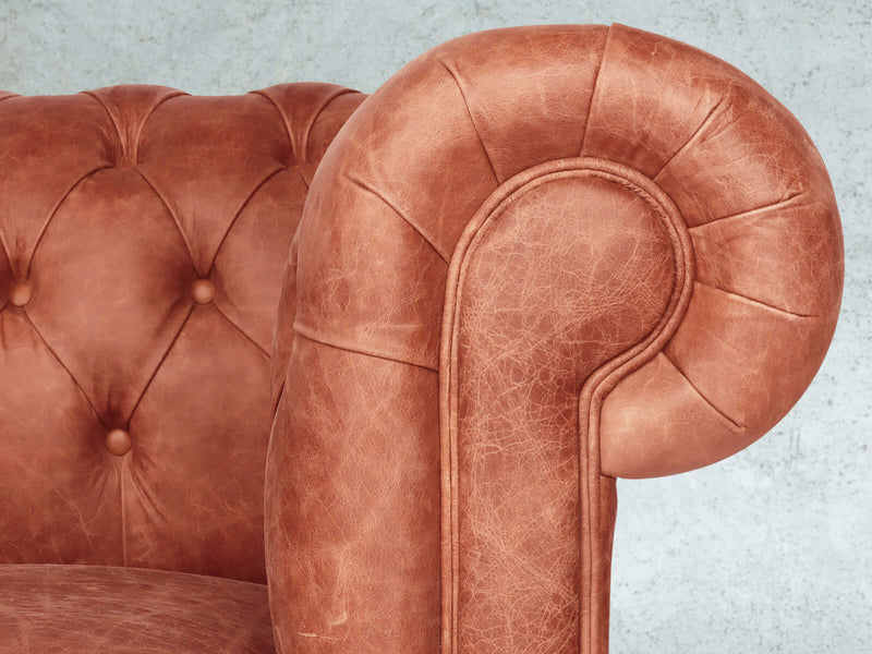 Peggy 2 Seat Chesterfield Sofa In Bronze Vintage Leather