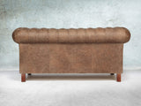 Peggy 2 Seat Chesterfield Sofa In Brown Vintage Leather