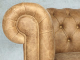 Peggy 2 Seat Chesterfield Sofa In Tan Vintage Leather