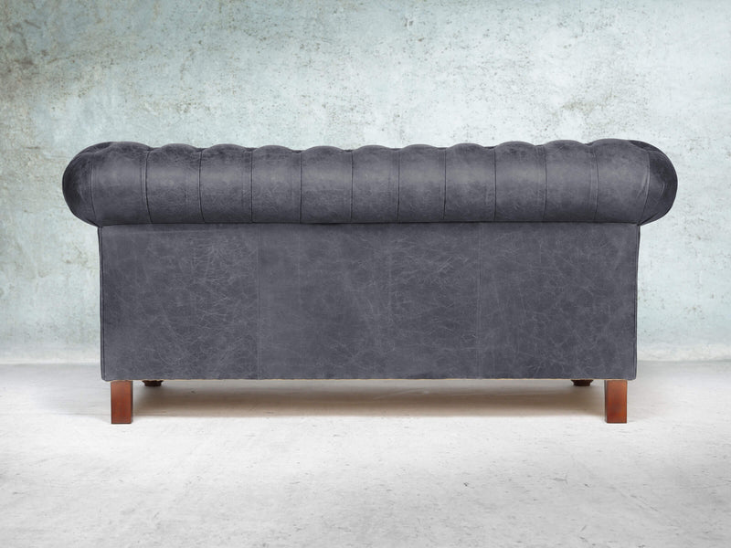 Peggy 2 Seat Chesterfield Sofa In Thunder Vintage Leather