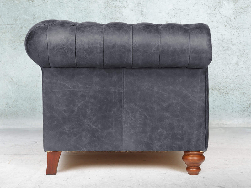 Peggy 2 Seat Chesterfield Sofa In Thunder Vintage Leather