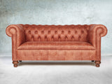 Peggy 3 Seat Chesterfield Sofa In Bronze Vintage Leather