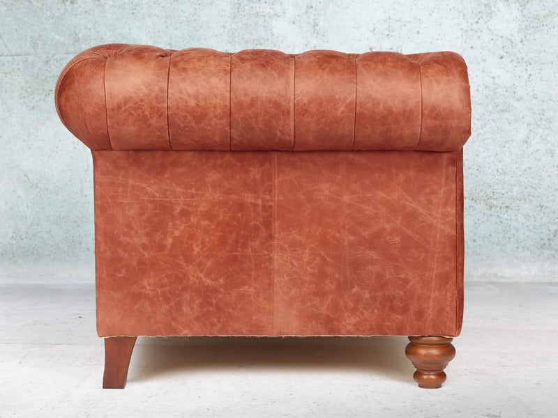 Peggy 3 Seat Chesterfield Sofa In Bronze Vintage Leather