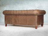 Peggy 3 Seat Chesterfield Sofa In Brown Vintage Leather