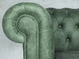 Peggy 3 Seat Chesterfield Sofa In Green Vintage Leather