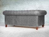 Peggy 3 Seat Chesterfield Sofa In Grey Vintage Leather