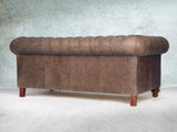 Peggy 3 Seat Chesterfield Sofa In Hickory Vintage Leather