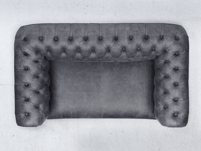 Peggy 3 Seat Chesterfield Sofa In Thunder Vintage Leather