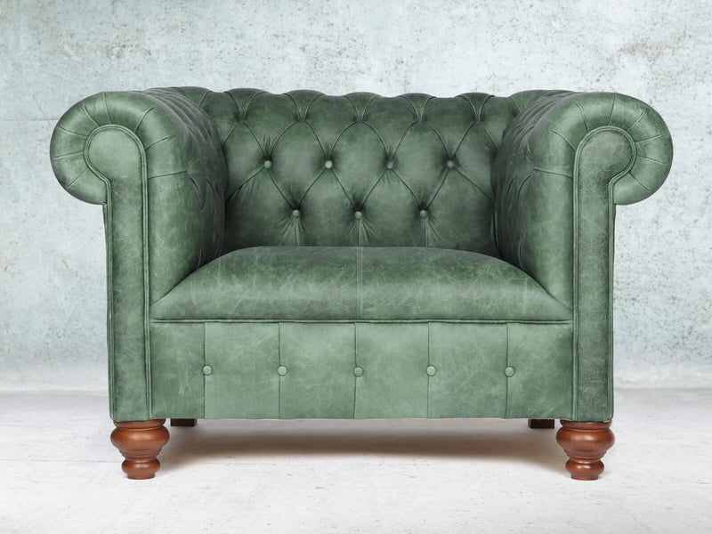 Peggy Chesterfield Snuggler In Green Vintage Leather