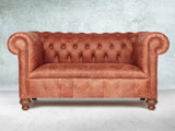 Peggy Snug 2 Seat Chesterfield Sofa In Bronze Vintage Leather