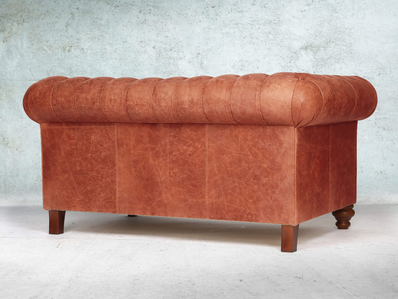 Peggy Snug 2 Seat Chesterfield Sofa In Bronze Vintage Leather