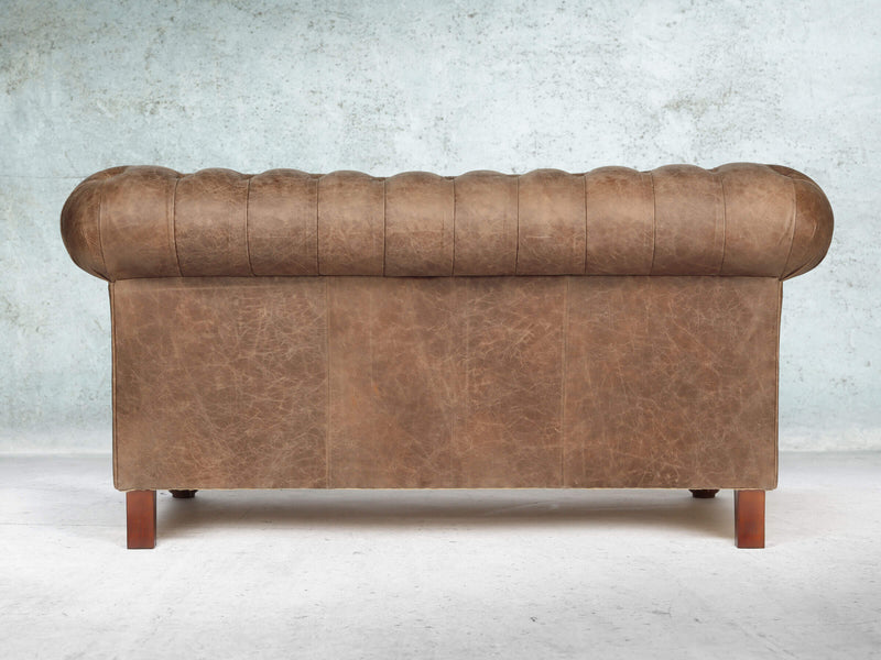 Peggy Snug 2 Seat Chesterfield Sofa In Brown Vintage Leather