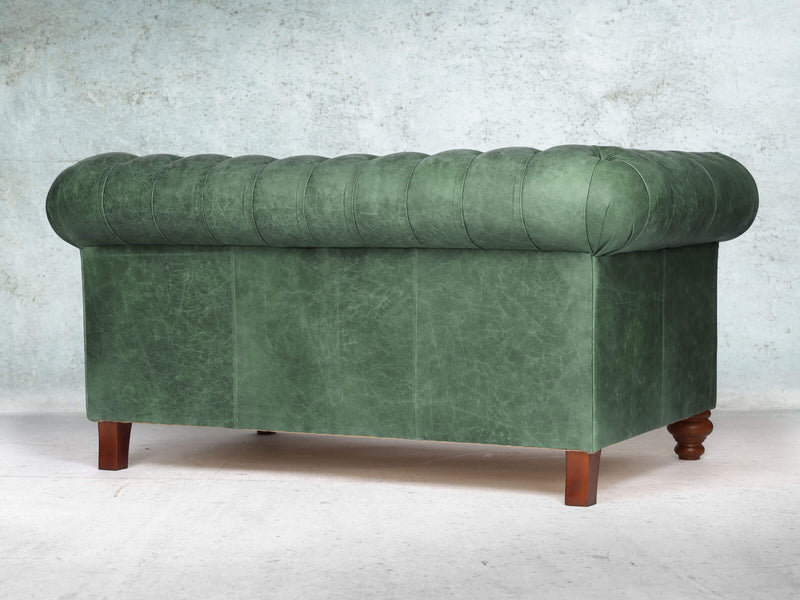 Peggy Snug 2 Seat Chesterfield Sofa In Green Vintage Leather