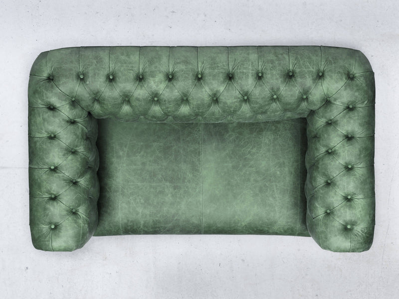 Peggy Snug 2 Seat Chesterfield Sofa In Green Vintage Leather