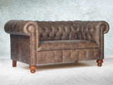 Peggy Snug 2 Seat Chesterfield Sofa In Hickory Vintage Leather