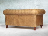 Peggy Snug 2 Seat Chesterfield Sofa In Tan Vintage Leather