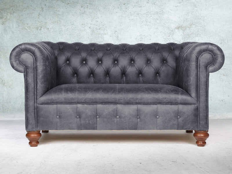 Peggy Snug 2 Seat Chesterfield Sofa In Thunder Vintage Leather