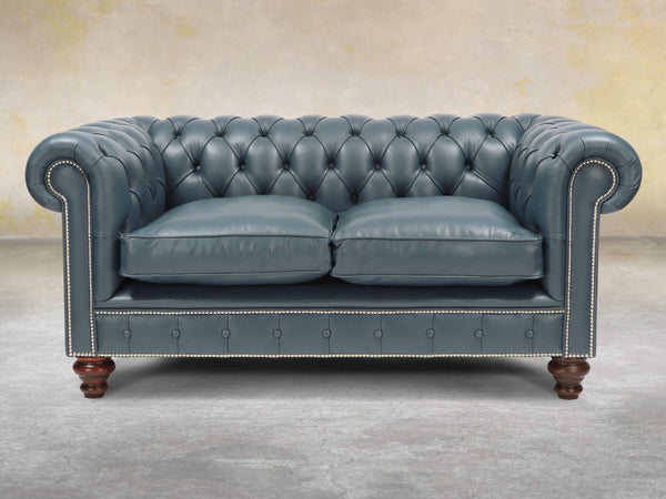 Polly 2 Seat Chesterfield Sofa In Cambridge Lux Leather