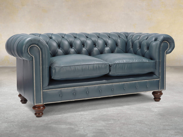 Polly 2 Seat Chesterfield Sofa In Cambridge Lux Leather