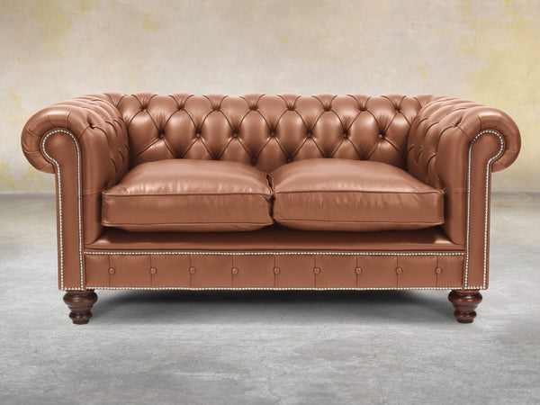 Polly 2 Seat Chesterfield Sofa In Espresso Lux Leather