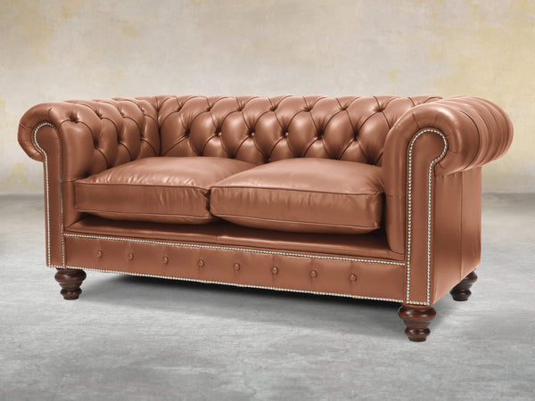 Polly 2 Seat Chesterfield Sofa In Espresso Lux Leather