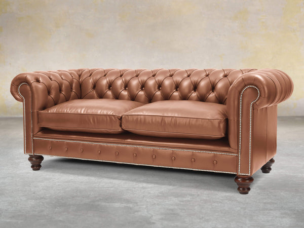 Polly 3 Seat Chesterfield Sofa In Espresso Lux Leather