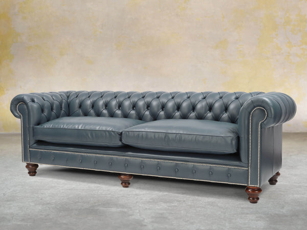 Polly 4 Seat Chesterfield Sofa In Cambridge Lux Leather