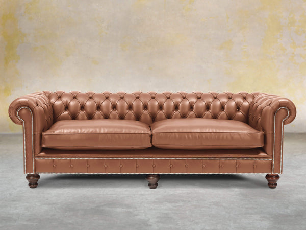 Polly 4 Seat Chesterfield Sofa In Espresso Lux Leather