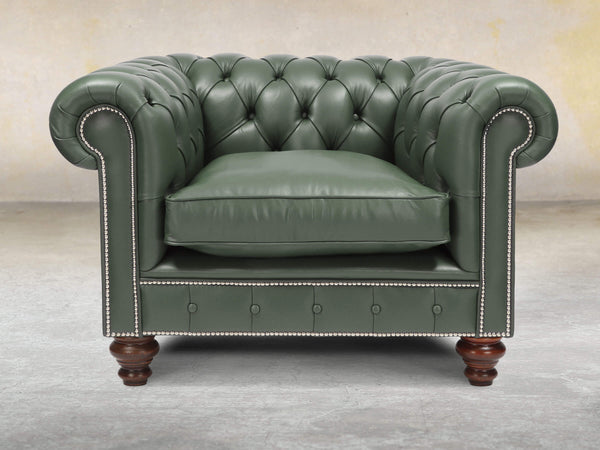 Polly Chesterfield Chair In Kale Lux Leather