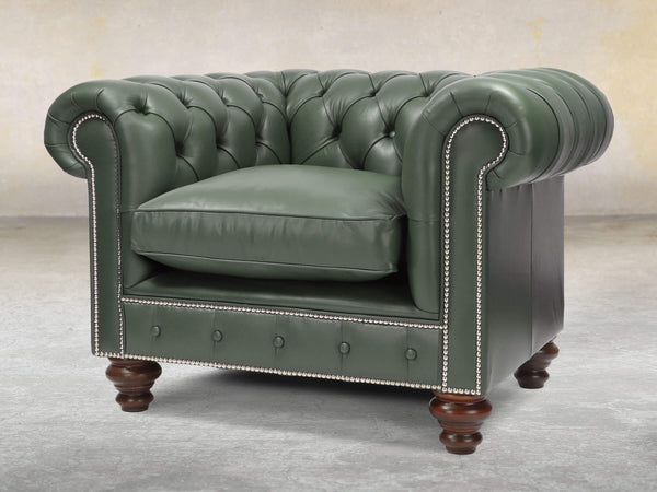 Polly Chesterfield Chair In Kale Lux Leather