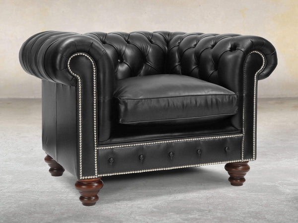 Polly Chesterfield Chair In Pitch Lux Leather