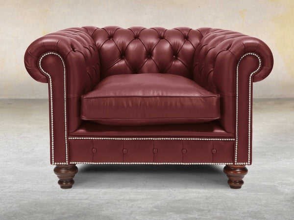 Polly Chesterfield Chair In Ruby Lux Leather