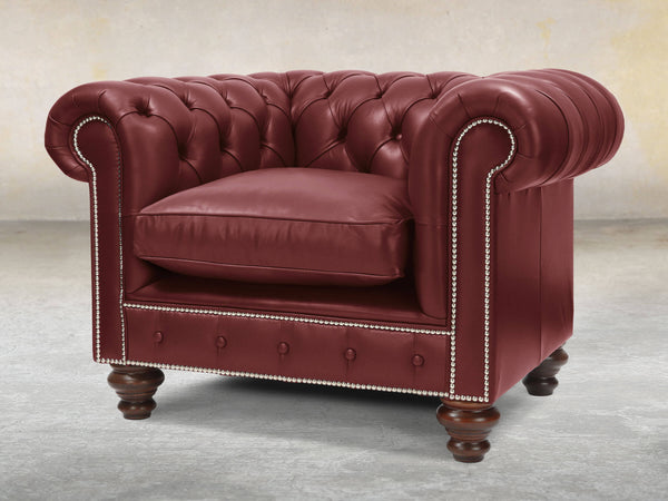 Polly Chesterfield Chair In Ruby Lux Leather