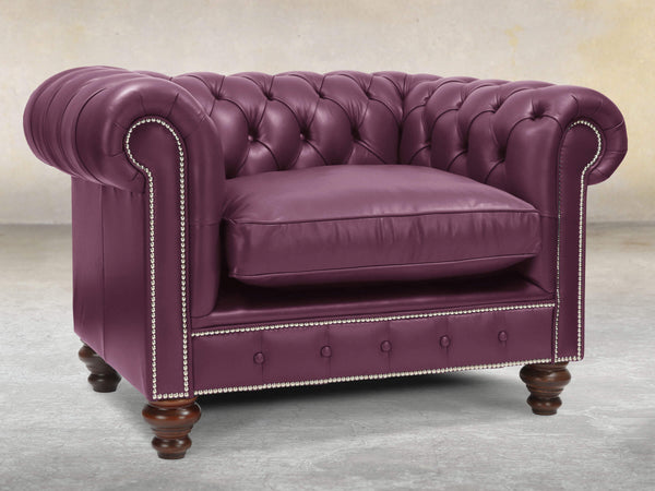 Polly Chesterfield Snuggler In Plum Lux Leather