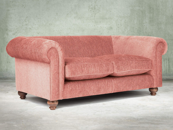 Tillie 2 Seat Chesterfield Sofa In Coral Funky Cord