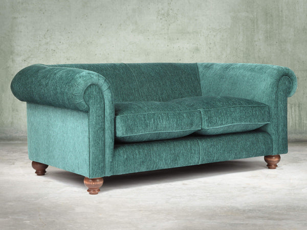 Tillie 2 Seat Chesterfield Sofa In Emerald Funky Cord