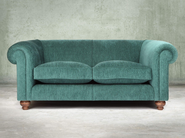 Tillie 2 Seat Chesterfield Sofa In Emerald Funky Cord