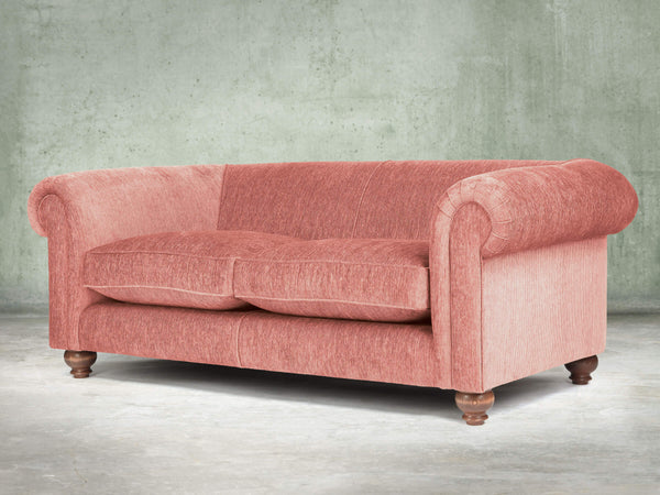 Tillie 3 Seat Chesterfield Sofa In Coral Funky Cord