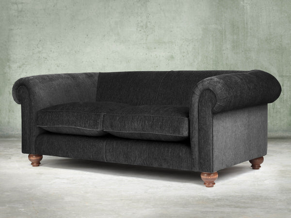 Tillie 3 Seat Chesterfield Sofa In Jet Funky Cord