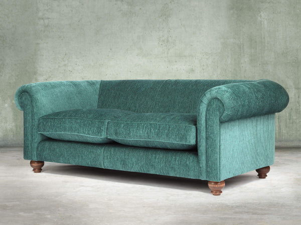 Tillie 4 Seat Chesterfield Sofa In Emerald Funky Cord