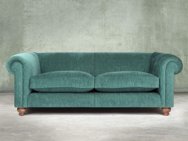 Tillie 4 Seat Chesterfield Sofa In Emerald Funky Cord