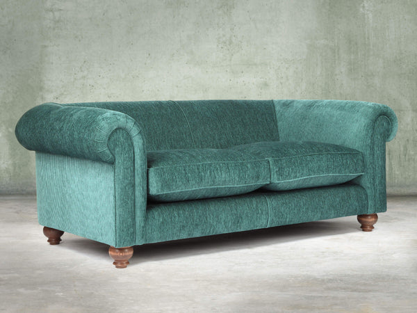 Tillie Bigger 3 Seat Chesterfield Sofa In Emerald Funky Cord