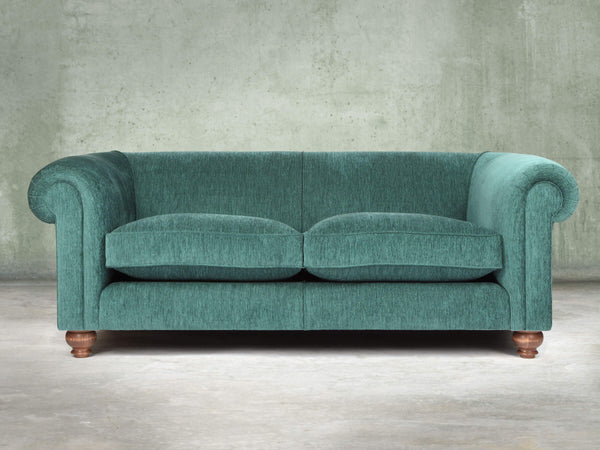 Tillie Bigger 3 Seat Chesterfield Sofa In Emerald Funky Cord