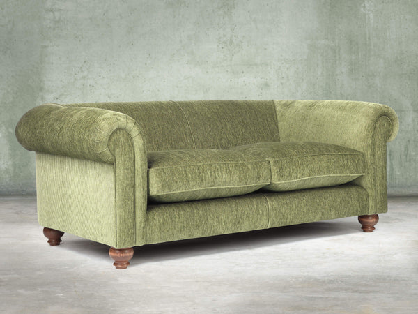 Tillie Bigger 3 Seat Chesterfield Sofa In Moss Funky Cord