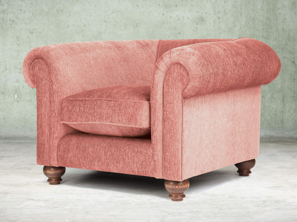 Tillie Chesterfield Chair In Coral Funky Cord